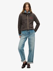Superdry Black Tattoo Rhinestone Zip Hoodie - Image 1 of 6