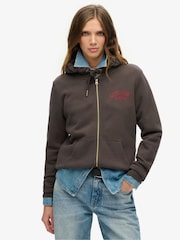 Superdry Black Tattoo Rhinestone Zip Hoodie - Image 2 of 6