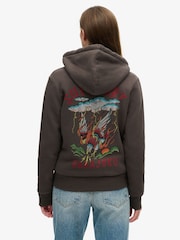 Superdry Black Tattoo Rhinestone Zip Hoodie - Image 3 of 6