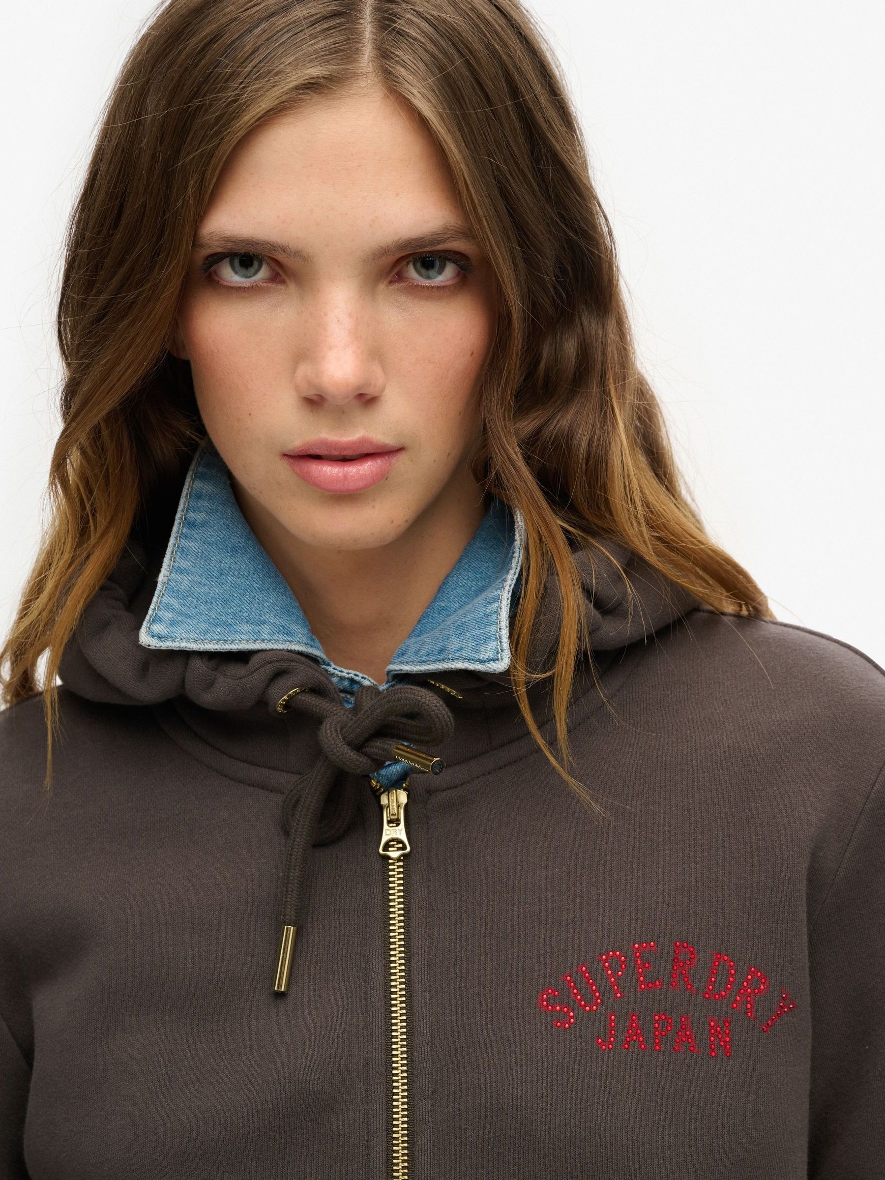 Superdry Black Tattoo Rhinestone Zip Hoodie - Image 4 of 6