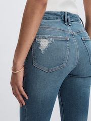 Good American Dark Indigo Flared Distressed Jeans - Image 4 of 6
