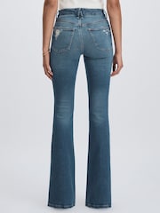 Good American Dark Indigo Flared Distressed Jeans - Image 5 of 6