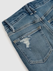 Good American Dark Indigo Flared Distressed Jeans - Image 6 of 6