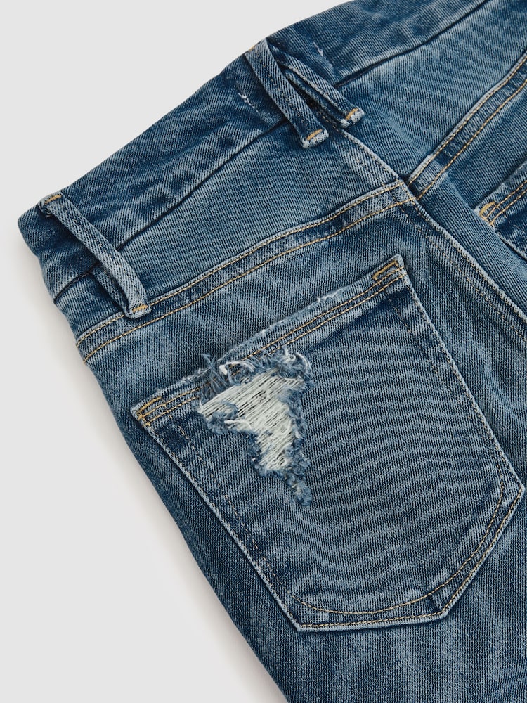 Good American Dark Indigo Flared Distressed Jeans - Image 6 of 6