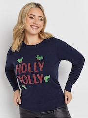 M&Co Blue Holly Jolly Jumper - Image 1 of 5