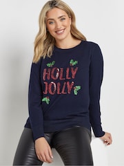M&Co Blue Holly Jolly Jumper - Image 4 of 5