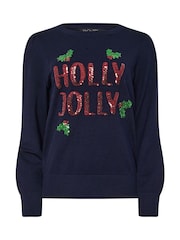 M&Co Blue Holly Jolly Jumper - Image 5 of 5