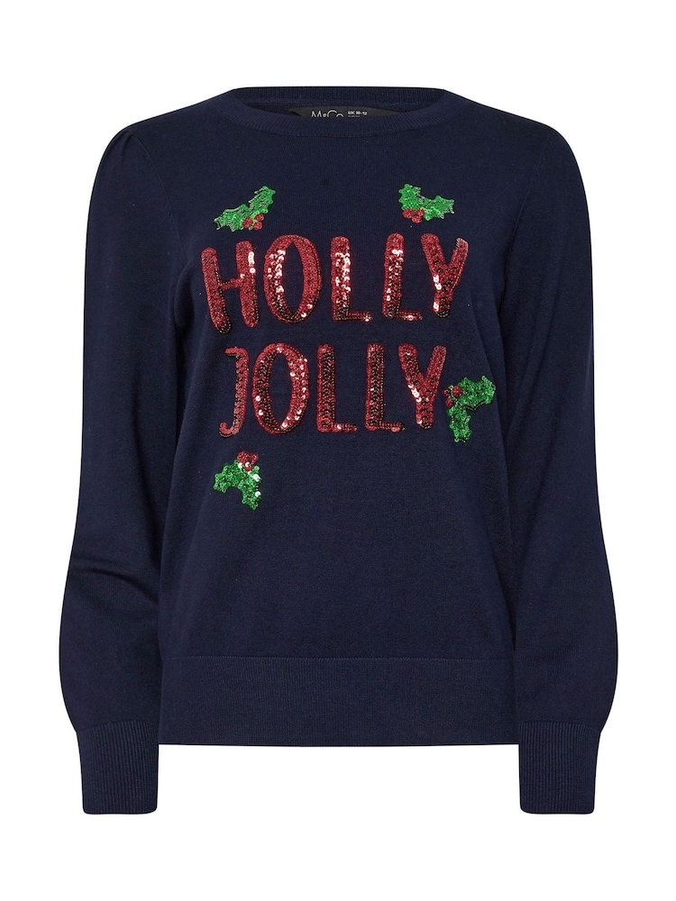 M&Co Blue Holly Jolly Jumper - Image 5 of 5