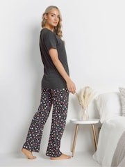 Long Tall Sally Grey Manifest Stars Wide Leg Pyjamas Set - Image 2 of 5
