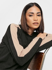 PixieGirl Petite Black Soft Touch Side Stripe Jumper - Image 1 of 5