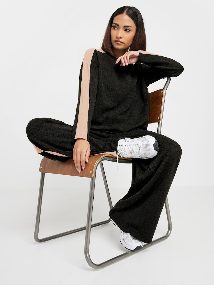 PixieGirl Petite Black Soft Touch Side Stripe Jumper - Image 2 of 5