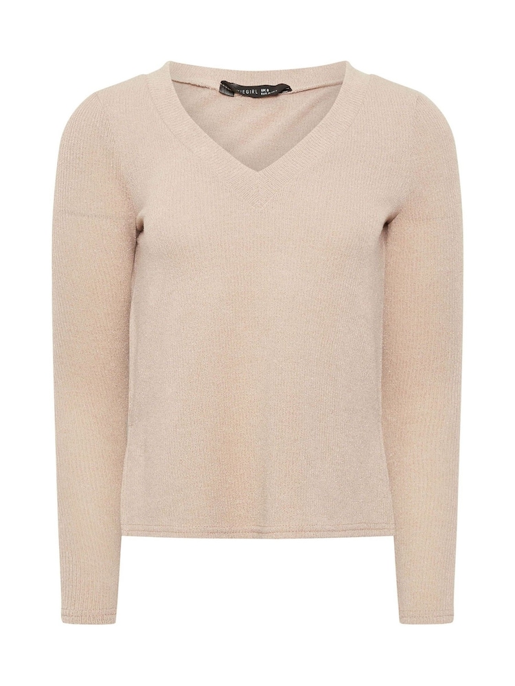 PixieGirl Petite Cream Soft Touch V-Neck Jumper - Image 3 of 3