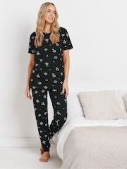 Long Tall Sally Black Outline Stars Short Sleeve Tapered 100% Cotton Pyjamas Set - Image 2 of 5