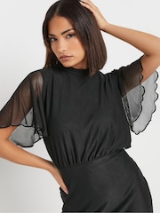 PixieGirl Petite Black Mesh Midi Dress - Image 3 of 5