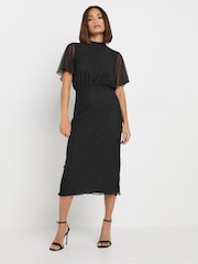 PixieGirl Petite Black Mesh Midi Dress - Image 4 of 5