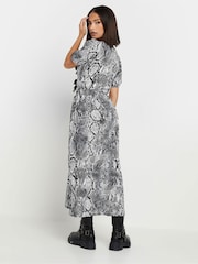 PixieGirl Petite Grey Snake Print Bow Dress - Image 5 of 6