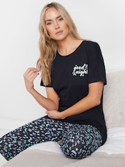 Long Tall Sally Blue Good Night Moons Tapered 100% Cotton Pyjamas Set - Image 1 of 5