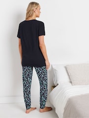 Long Tall Sally Blue Good Night Moons Tapered 100% Cotton Pyjamas Set - Image 3 of 5