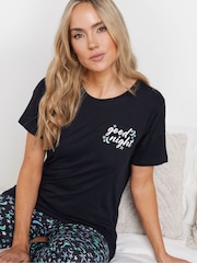 Long Tall Sally Blue Good Night Moons Tapered 100% Cotton Pyjamas Set - Image 4 of 5