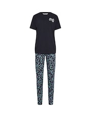 Long Tall Sally Blue Good Night Moons Tapered 100% Cotton Pyjamas Set - Image 5 of 5