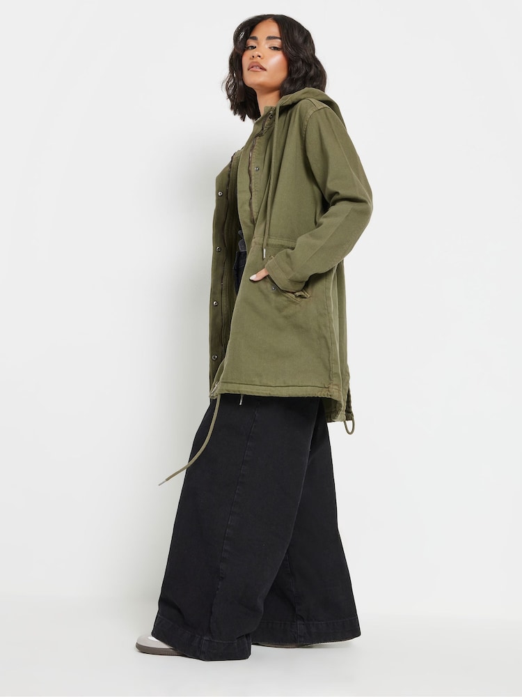 PixieGirl Petite Green Twill Parka Coat - Image 2 of 6