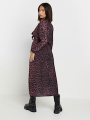PixieGirl Petite Red Long Sleeve Leopard Print Bow Dress - Image 4 of 5