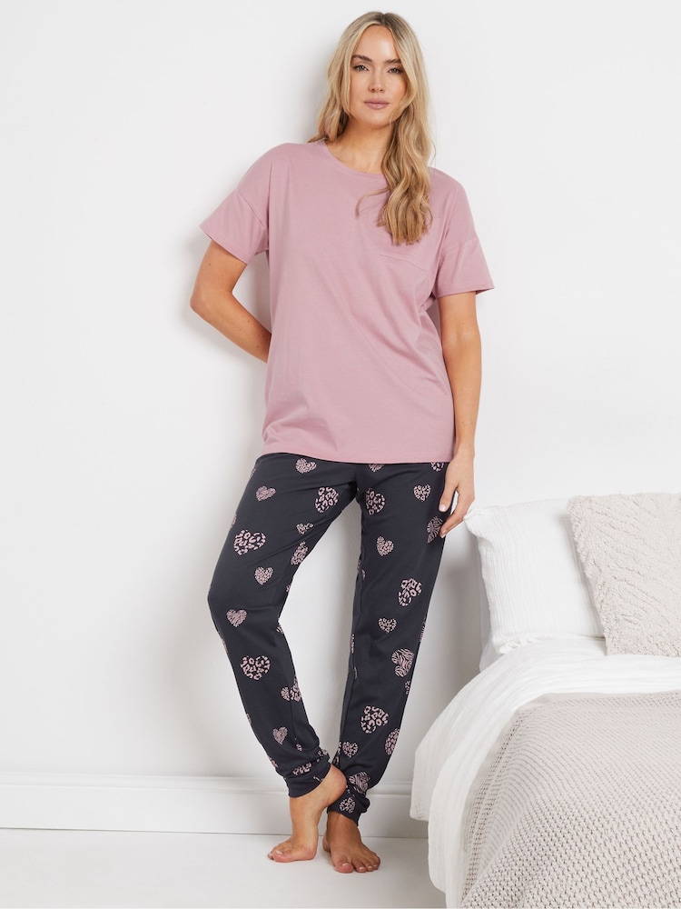 Long Tall Sally Animal Print Hearts Short Sleeve Cuffed 100% Cotton Pyjamas Set - Imagen 2 de 6 Long Tall Sally Animal Print Hearts Short Sleeve Cuffed 100% Cotton Pyjamas Set - Imagen 2 de 6