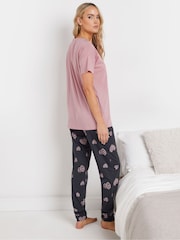 Long Tall Sally Pink Animal Print Hearts Short Sleeve Cuffed 100% Cotton Pyjamas Set - Image 3 of 6