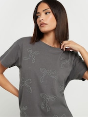 PixieGirl Petite Bow Studded 100% Cotton T-Shirt - Image 1 of 5