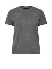 PixieGirl Petite Bow Studded 100% Cotton T-Shirt - Image 5 of 5
