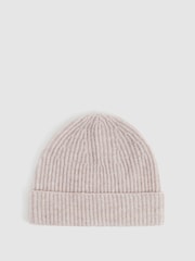 Reiss Oatmeal Melange Guernsey Atelier Ribbed-Cashmere Beanie - Image 1 of 4