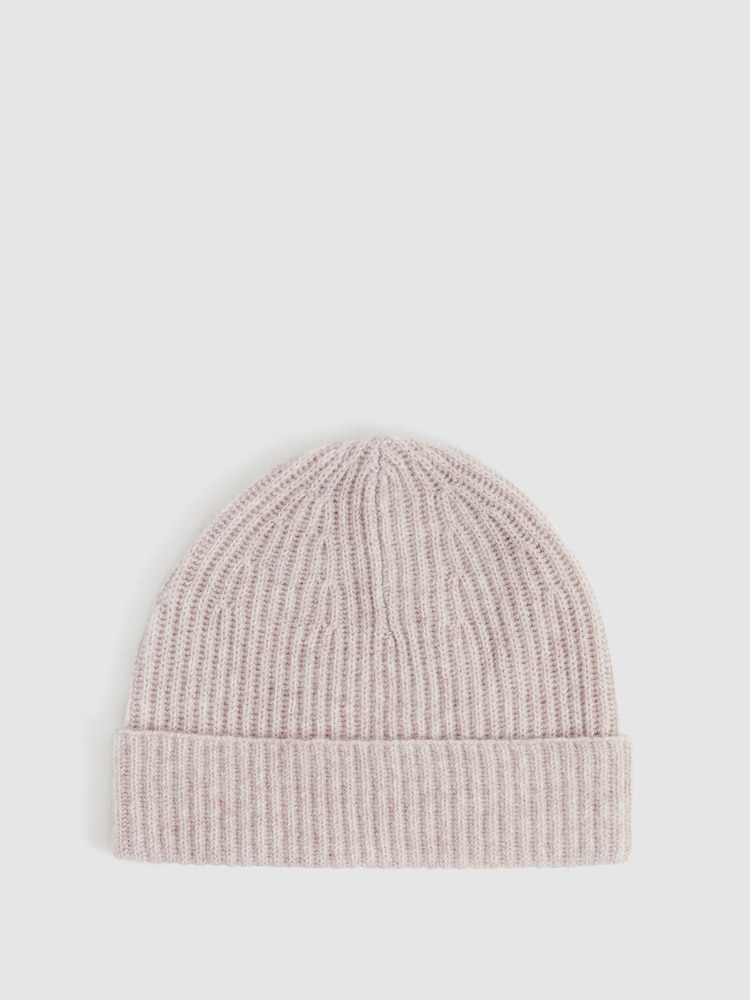 Reiss Oatmeal Melange Guernsey Atelier Ribbed-Cashmere Beanie - Image 1 of 4