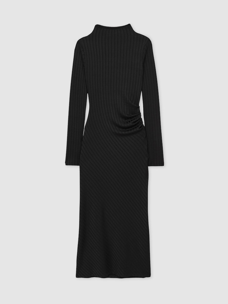 Good American Black Rib-Knit Midi Dress - Image 2 of 6