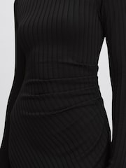 Good American Black Rib-Knit Midi Dress - Image 4 of 6