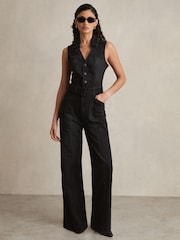 Paige Sleeveless Denim Jumpsuit - Image 1 of 7