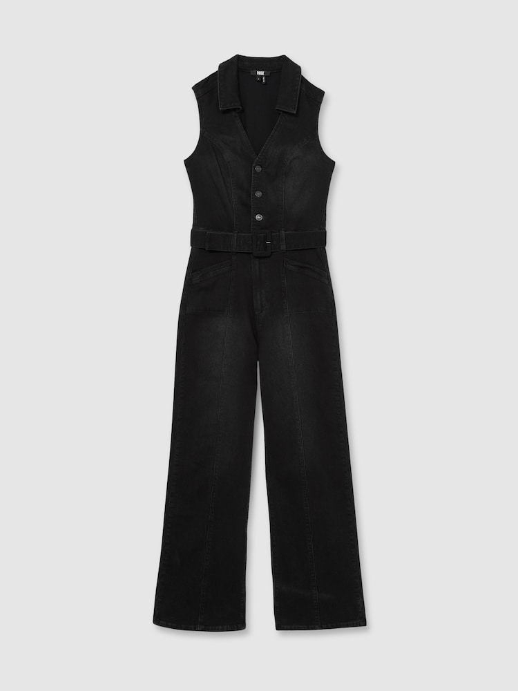 Paige Sleeveless Denim Jumpsuit - Image 2 of 7