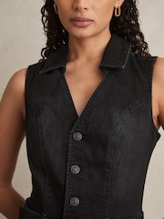 Paige Sleeveless Denim Jumpsuit - Image 6 of 7