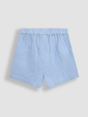 JoJo Maman Bébé Blue Floral Crochet Cheesecloth Top and Shorts Set 2 Piece - Image 5 of 6