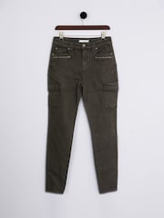 Lakeland Clothing Green Cotton Blend Cargo Jeans - Image 1 of 4