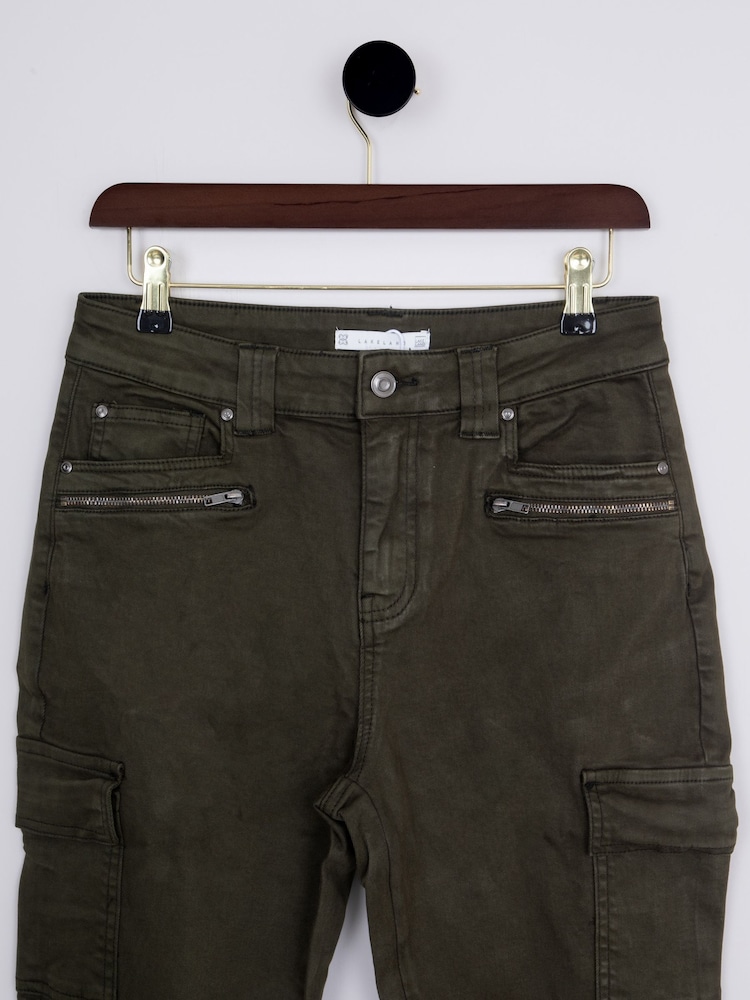 Lakeland Clothing Green Cotton Blend Cargo Jeans - Image 2 of 4