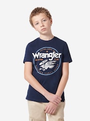 Wrangler Blue Boys Eagle 100% Cotton T-Shirt - Image 1 of 8