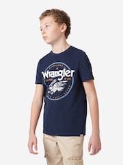 Wrangler Blue Boys Eagle 100% Cotton T-Shirt - Image 4 of 8