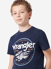 Wrangler Blue Boys Eagle 100% Cotton T-Shirt - Image 5 of 8