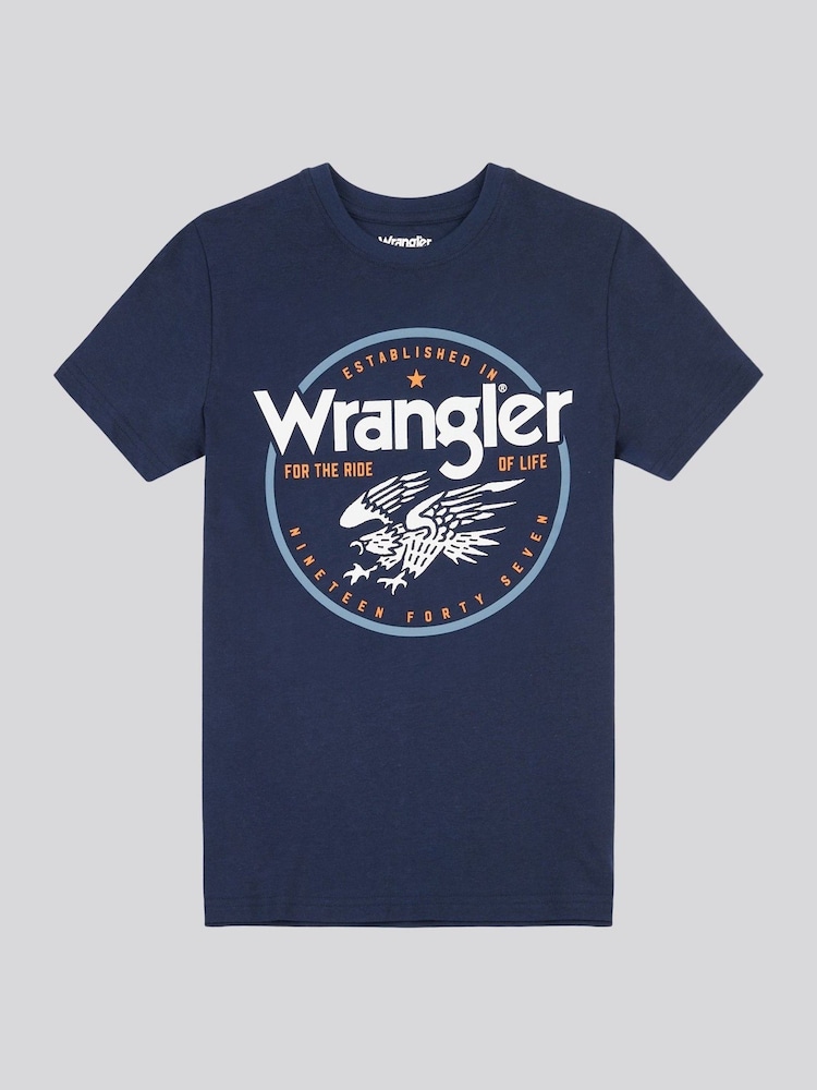Wrangler Blue Boys Eagle 100% Cotton T-Shirt - Image 6 of 8