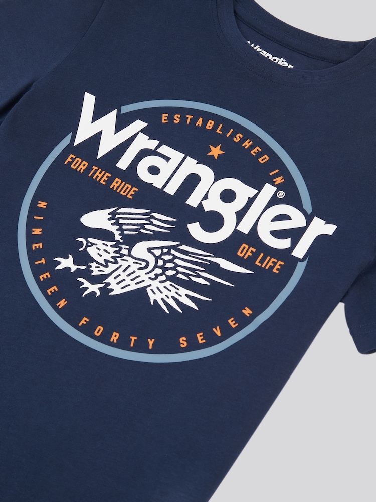 Wrangler Blue Boys Eagle 100% Cotton T-Shirt - Image 8 of 8
