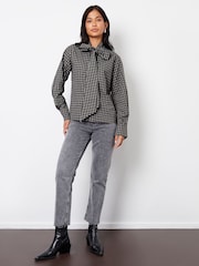 Threadbare Black Check Pussybow Detail Long Sleeves Shirt - Image 3 of 4