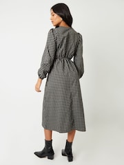 Threadbare Black Check Puff Sleeves With Pockets Midi Dress - Image 3 of 4