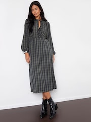 Threadbare Green Check Puff Sleeves With Pockets Midi Dress - Image 3 of 4