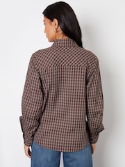 Threadbare Brown Boyfriend Long Sleeve Utility Shirt - Image 2 of 4