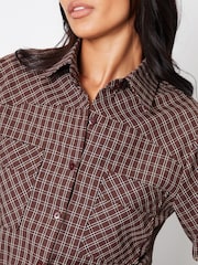 Threadbare Brown Boyfriend Long Sleeve Utility Shirt - Image 4 of 4